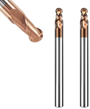 ASNOMY 2 Stück VHM Radiusfräser Kugelkopffräser - Ø 4mm, AlTiN Beschichtung HRC 55, Hartmetall-Kugelkopffräser, 2 Zähne CNC-Gravierfräser für Metall