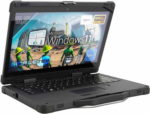SIMPLETEK - Laptop Rugged Core i5 11°Gen Display 13 FHD Touchscreen | 16GB RAM e SSD 4 TB Windows 11 Pro | Large Battery Antiurto Antipolvere IP65 Seriale RS232