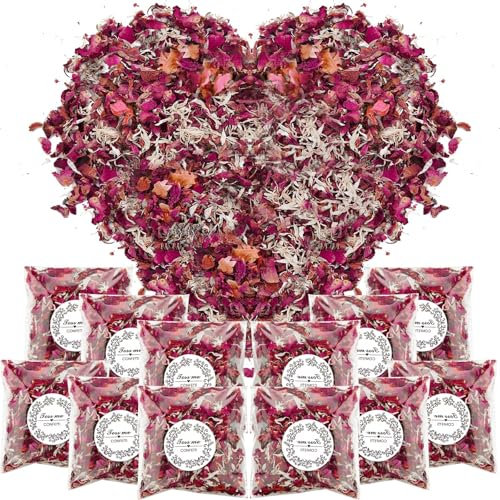 Mbsomnus 12 Packungen Hochzeitskonfetti Natürliches Streublumen Hochzeit Biologisch Abbaubares Konfetti Blütenblätter Hochzeit Rosenblätter Getrocknet für Hochzeitsdeko Geburtstag Party DIY Deko