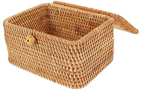 KONTONTY Rattan Tissue Box Woven Design Napkin Box for Home Decor Kitchen Tissue Holder Storage