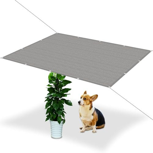 Sonnensegel Sonnenschutz 3 x 5.2 m Hitzeschutz Ohne Bohren Atmungsaktiv Sonnenschutz Sonnenschutz-Schatten-Tuch mit Kabelbinder für Gewächshaus,Pflanzen, Hellgrau