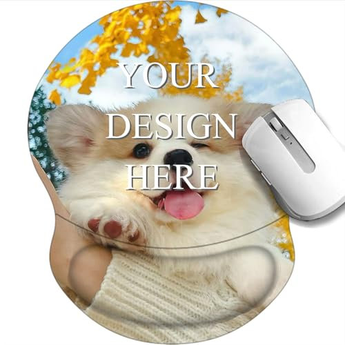 Tappetino per Mouse Personalizzato con Supporto per il Polso - Ergonomico, Base Antiscivolo, Comodo Cuscino in Gel per Ufficio - Aggiungi Foto e Testo