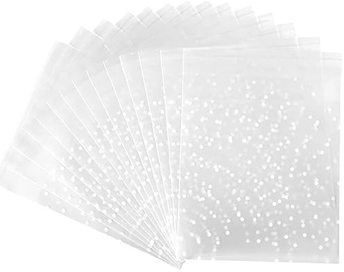 200 Pièces Sachets Bonbons Transparents, Sachet Transparent pour Biscuits, Cellophane Plastic Bag, Sacs à Biscuits, Petits Sacs Autocollants pour Biscuits, Sucreries, Bonbons, Chocolats (7 x 7 cm)