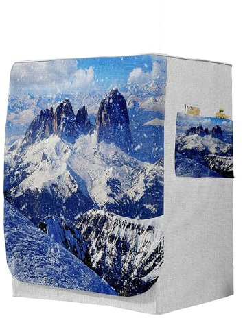 Highdi 3D Funda de Lavadora Cubierta, Secadoras de Carga Frontal Protector Exterior Cubierta a Prueba de Polvo (Capacidad S 6~7,5kg,Copo de Nieve 2)