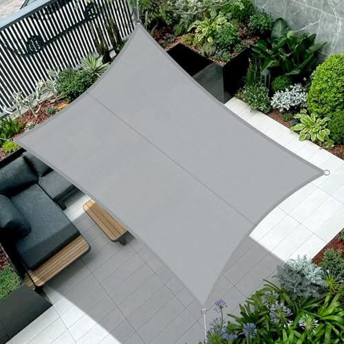 COOL AREA Sonnensegel Wasserdicht 3x5m Rechteckig Sonnenschutz 95% UV Schutz Wasserabweisend Segel PES für Garten Balkon Terrasse-Grau