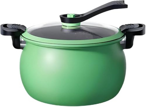 Verde,WXFKLDJ Pentola A Pressione Antiaderente, Pentola A Pressione Micro Da 8 Litri, Pentola Per Zuppa in Pietra Medica Spessa E Resistente, Con Coperchio in Vetro Trasparente