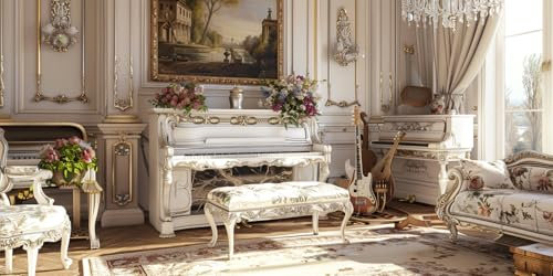 Ruohuo 5D Diamond Painting Klavier Diamant Painting Bilder Retro Diamond Painting Erwachsene, DIY Diamant Kunst Malerei Stickerei Kreuzstich Set Home Wanddeko Aesthetic, Geschenke für Frauen 30x60cm