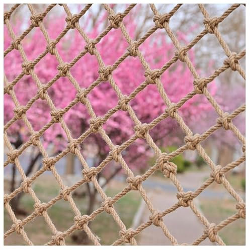 XYUERU Outdoor-Kletternetze,8mm * 10cm handgewebte Balkontreppen Garten Hanfseilnetz,Retro Fotowand Dekoration Outdoor-Baumhaus Schutznetz Trennwand Deckennetz(2x3m)
