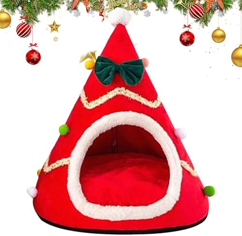 Cuccia semi-chiusa per gatti, albero di Natale, cuccia per gatti in peluche, per interni, albero di Natale, cuccia per gatti a forma di albero di Natale, cuccia per gatti e cuccioli