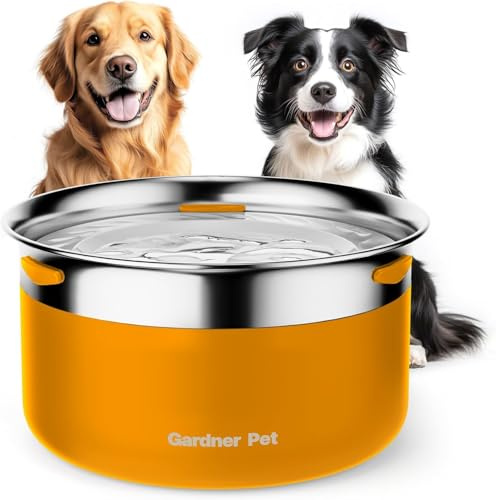 Gardner Pet Hundenapf Edelstahl 3,85L, Wassernapf Hund ohne Sabbern, Orange | Ohne Sabbern, Auslaufsicher, Anti-Verschluck-Wasser für große Hunde, Für Innen und draußen geeignet, Verhindert Tropfen