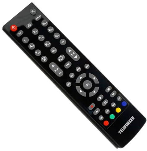 Telefunken Original/Ersatz Fernbedienung TLC147 passend für den Telefunken Receiver TFK-S2000 Elegantes ergonomisches Design mit schwarzem Hochglanz Finish (Nicht für Telefunken TV-Geräte)