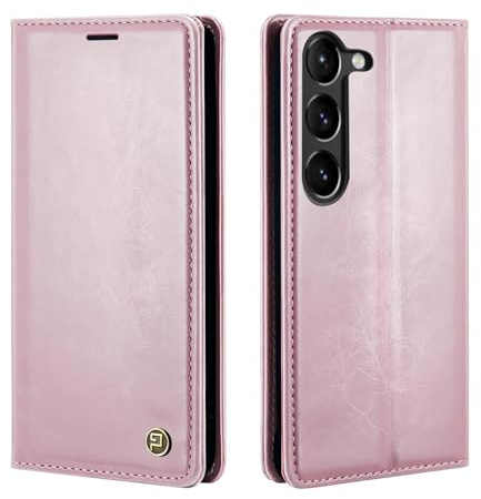 phase9 Handyhülle für Samsung Galaxy S23+ Klapphülle Magnetverschluss RFID-Schutz Kartenfächer Geldfach Standfunktion Vintage Schutzhülle Rosa