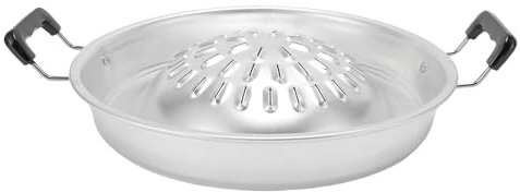 Thai Korean BBQ Grill Pfanne, Aluminium BBQ Grill Topper, 2in1 Non -Stick -Rauchsteak -Grill -Holzkohle -Schweinefleisch -Heißtopf, Sogar Heizungsgrillgrillplatten, Camping BBQ (11.81in Originalfar)