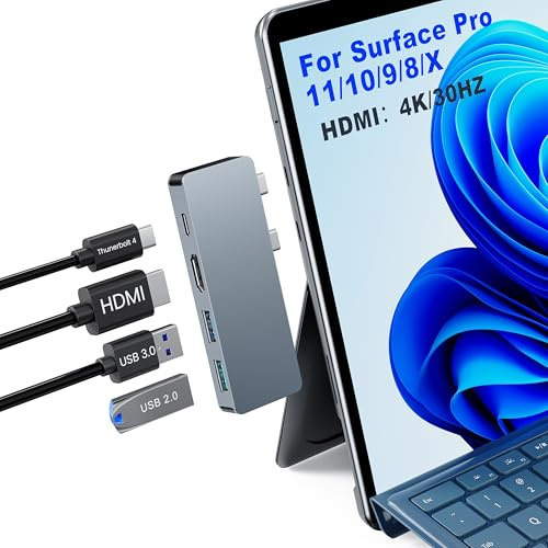 MS Surface Dock Dual Display 4K HDMI+VGA, 11 in 1 Surface Docking Station with Power Supply for Surface Pro 10/9/8/X/7/6/5/4/3, Laptop 6/5/4/3/2/1