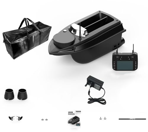 SHOYDID V030 RC Bait Boat with GPS Positioning, 3kg Large Capacity, Dual Motor, 12V High-Speed RC Bait Boats for Fishing Lovers&Adults (Basic Version)
