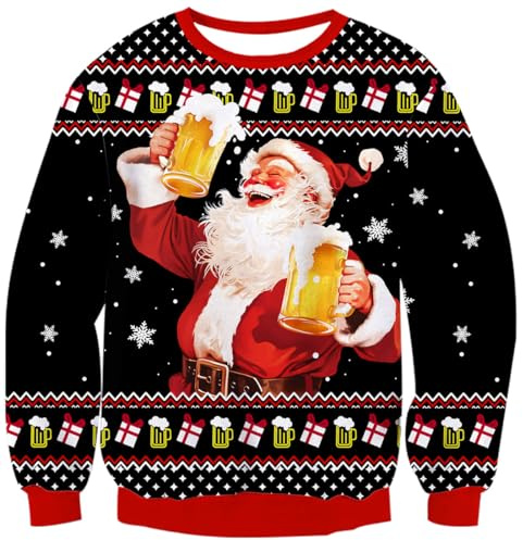 Rave on Friday Weihnachtspullover Neuheit 3D Druck Hässlich Weihnachten Sweatshirts Pullover Jumpers Ugly Christmas Sweater S-XXL