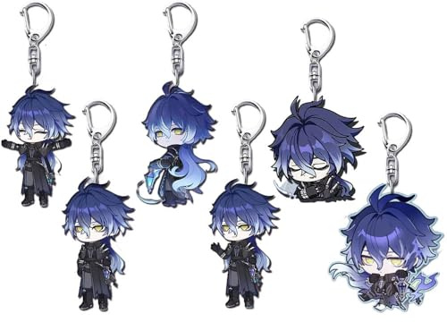 Flins Porte Clés Game Figurine Flins Cosplay Accessoires Genshins Mignon Acrylique Keychain 6 Set