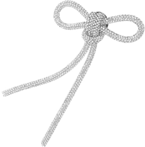 Healeved Schleifenbrosche mit Strass, Silberner Ansteckschmuck | Funkelndes Accessoire für Blazer, Kleider, Taschen, Hochzeit und Abendveranstaltungen