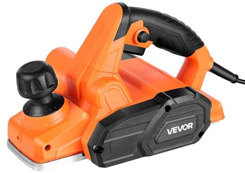 VEVOR Pialla Manuale Larghezza di Taglio 82 mm, Pialla Portatile con Cavo da 650 W 16800 giri/min per Lavorazione del Legno, Profondità di Taglio Regolabile, 2 Lame, Levigatrice a Mano Fai da Te