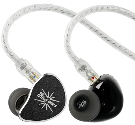 Linsoul Kiwi Ears Belle In Ear Monitor con Driver Dinamico DLC da 10 mm, Cuffie con Cavo Doppio Strato Argento, IEM Professionali per Palcoscenico/Gaming/Produzione Musicale (Typec MIC, Nero)