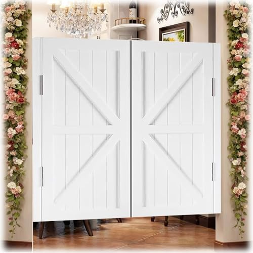 Pendeltüren Holz, Schwingtüren für Cafés, Saloontür Halbtaillierte Türe, Flurtrennwänden Cowboy-Tür Scharnieren W70-150cm für Schrank, Kneipe, Zuhause, Restaurant(Weiß,W128*H90cm)
