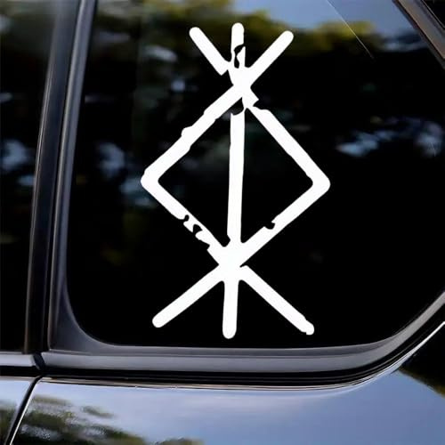 2 Stück 9 x 15 cm Schutzrunen-Wikinger-Vinylaufkleber – wasserfester Aufkleber für Auto, Laptop, Zauberbuch – spirituelles Symbol, dekoratives Emblem | #AZ10 (Weiß)