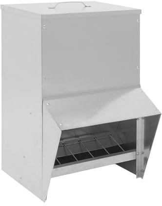 Comedero automático para pollos, 35 x 26 x 54,5 cm, comedero automático para pollos de metal, para patos, gallinas, comedero automático para pollos con tapa