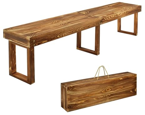 71 Outdoor Solid Wood Folding Bench,Portable Garden Long Narrow Foldable Bench,6Ft Indoor Outdoor Backless Wooden Noodle Benches for Picnic Party Camping Dining Seat,Bears 900 pounds Natural