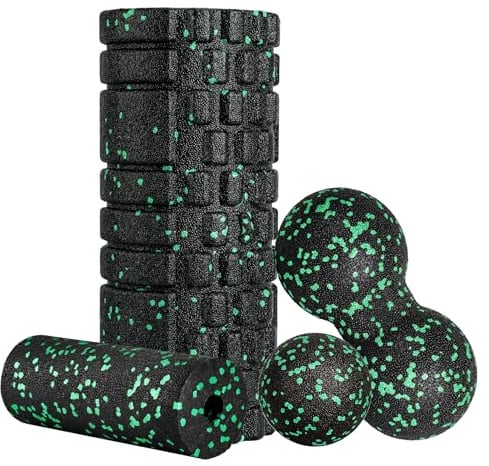 Juego de rodillos para fascia con bola de fascia, mini rollo de fascia pequeño y doble para yoga, entrenamiento de fascia y músculos