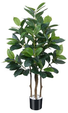 Fairblo Arbol Artificial Ficus Lyrata 120 cm Planta Artificial Interior con Maceta Grande Árbol de Higuera Lira para Hogar Jardín Balcón Oficina Decoración Interior y Exterior