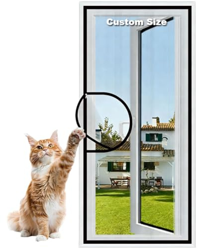 Lesone Moustiquaire de sécurité pour chat - Taille personnalisée - Moustiquaire autocollante - Transparent - Pour fenêtre de balcon - Lavable