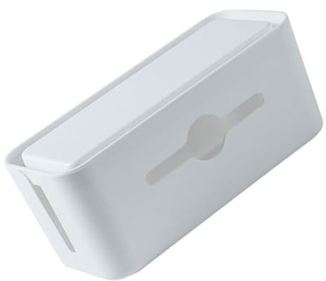 Operitacx Cable Management Box Rounded Corners White with Lid for Home Use, Abs Material, Heat Dissipation Charger and Network Cable Storage Container
