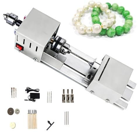 Mini tornio compatto per intaglio, lucidatura e perforazione. 4000-8000 giri/min di velocità variabile con corpo in metallo. Strumento di incisione fai da te portatile per gli hobbisti. Include Chucks