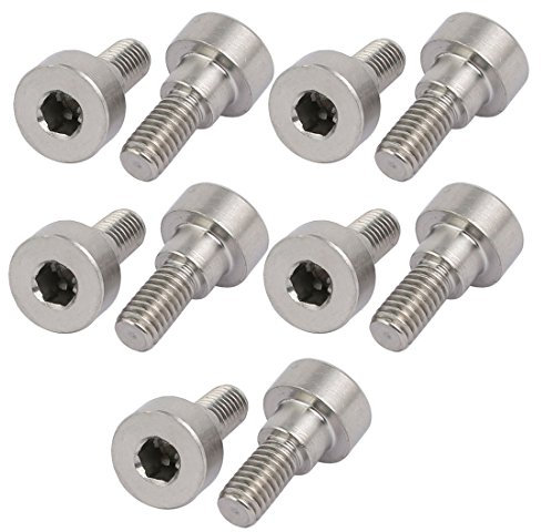 sourcingmap Lot de 10 boulons hexagonaux en acier inoxydable 304 - Diamètre de l'épaule : 8 mm - Longueur de l'épaule : 5 mm - Filetage M6