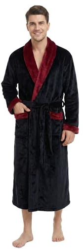 U2SKIIN Mens Fleece Robe Plush Collar Shawl Bathrobe