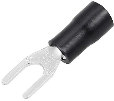 sourcing map 50Pcs SV1.25-4S Insulated Fork Spade U-Type Wire Connector Electrical Crimp Terminal 22-16AWG Black