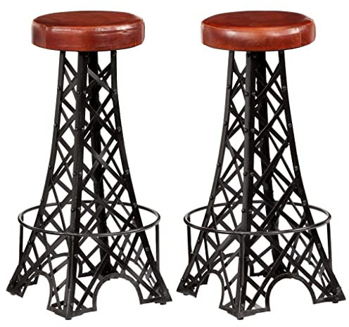 vidaXL 2X Barhocker ECHT Leder Eiffelturm Design Gavin Küchenstuhl Stuhl Stuhl Stuhl Stuhl Stuhl Stuhl