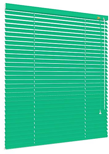 etusimo Alu Jalousie viele Größen und Farben Aluminium Lamellen Rollo Faltrollo Jalousette Wandmontage Deckenmontage Tür Fenster Sonnenschutz Sichtschutz Blendschutz Hitzeschutz (100 x 160 cm, Mint)