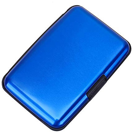 ELFISH Mini RFID-Aluminium-Kreditkartenetui Visitenkartenetui aus Metall für Herren und Damen (blau)