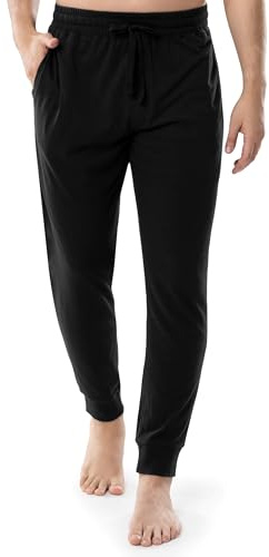Fruit of the Loom Men's Jersey Knit Jogger Sleep Pant (1 and 2 Packs) Pajama Bottom, Black, XL