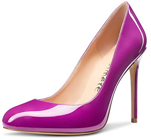 Castamere Scarpe col Tacco Donna Moda Punta Arrotondata Tacco a Spillo 10CM High Heels Viola Pelle Verniciata Scarpe EU 36