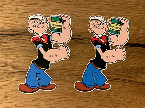 #818 / 2X Popeye Aufkleber Spinat je ca. 9 x 5 cm Auto Tuning Sticker Seite Scheibe Vintage Retro Oldtimer Oldschool Comic Fun Body Building