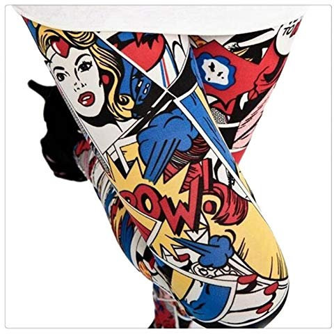 XBECO Frauen Comic Leggings Karikatur Druckte Leggins Hohe Stretch Mädchen Legging Punk Rock Leggin Hosen Abend Clubwear Gute Elastizität (Color : S172 Beauty, Size : M)