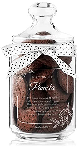 Maverton Biscottiera in vetro - capienza 1L - incisione personalizzata - chiusura ermetica - dimensioni 21 cm x 8,5 cm - perfetta idea regalo per la Donna - willow
