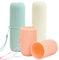 3Pezzi Tazza per Spazzolino da Denti, Porta Spazzolino Plastica, Porta Spazzolino da Viaggio, Porta Dentifricio e Spazzolino da Denti Portatile per Campeggio Viaggio All’aperto - Bianco Verde Rosa