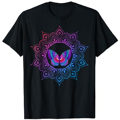 Schmetterling-Mandala Yoga Butterfly Meditation Tiere T-Shirt