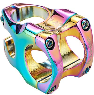 Fahrradvorbau, 35 mm, kurz, MTB-Lenker, Erhöhung, Regenbogenfarben, ultraleicht, CNC-Aluminiumlegierung, 31,8 x 28,6 mm, für Mountainbike, Enduro, Trail, AM, XC, FR, DH, Fahrradteile (bunt)