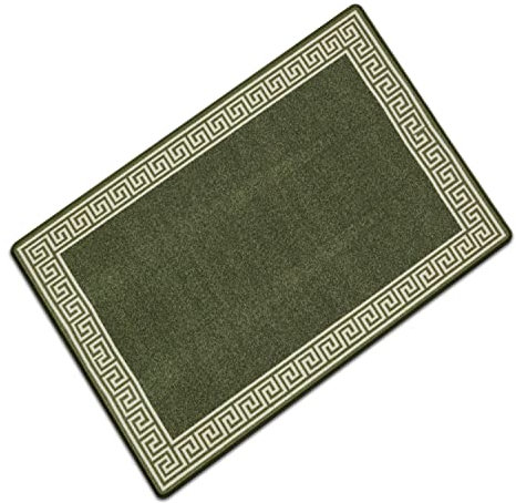 Rugs Shop Door Mats Indoor Non Slip Mat Carpet Runners for Hallways Geometrical Border Low Profile Washable Runner Rug for Kitchen, Front Door Hall Hallways Living Room (50 x 80 cm, Green Cream)