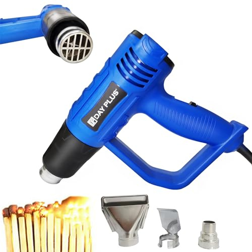 Hot Air Gun 2000W Paint Stripper Heat Gun, Corded Heat Air Gun Kit with Dual Heating Settings 300℃ & 600℃, 3 Nozzle Accessories for DIY, Stripping Paint, Shrinking PVC, 50-650℃ Variable Temperature