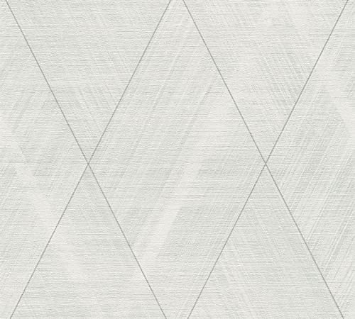 A.S. Création The BOS 388243 Non-Woven Wallpaper Cream White Geometric Wallpaper 10.05 m x 0.53 m Made in Germany